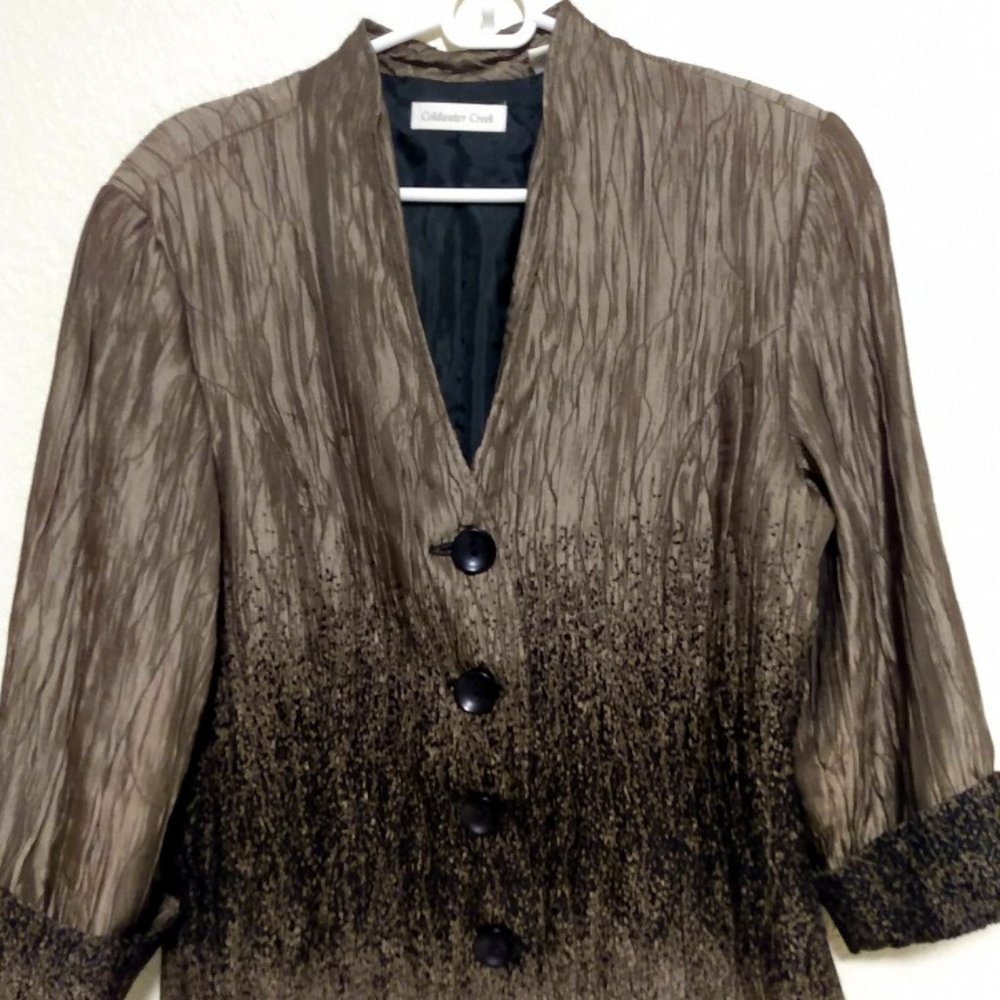 Coldwater Creek:  Beautiful Bronze/Black Crinkle Jacket
